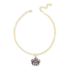 Connie Craig Carroll Abalone Shell Flower Pendant Necklace, 18"
