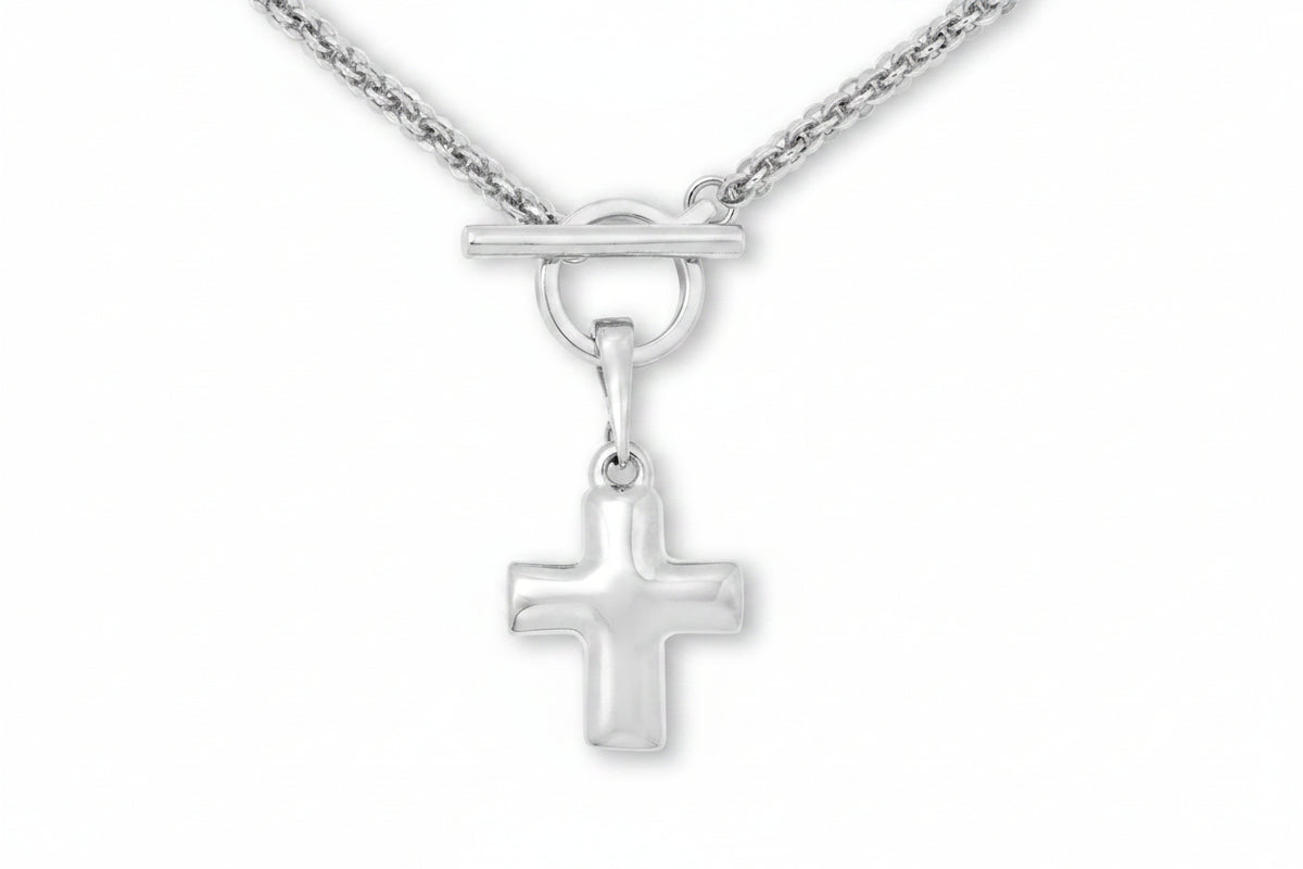 Bellezza Bronze Cristallino Bronze Cestina Cross Enhancer Pendant Necklace 18"