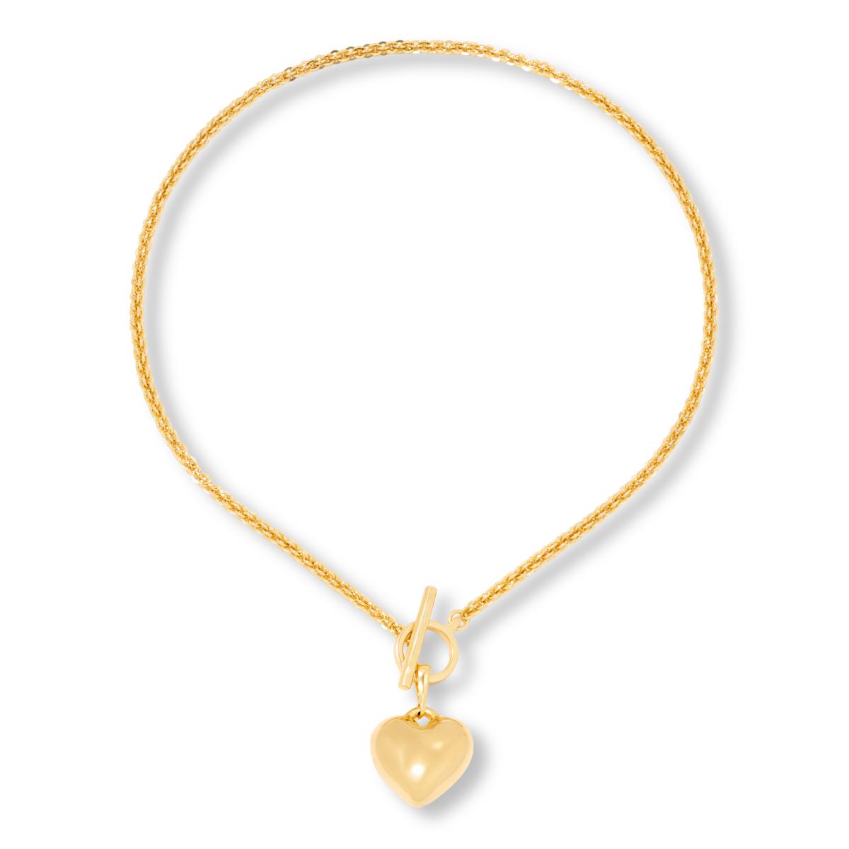 Bellezza Bronze Cristallino Bronze Cestina Necklace w/ Heart Enhancer Pendant, 18"