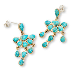 GemHues Bronze Composite Turquoise Western-Style Chandelier Earrings
