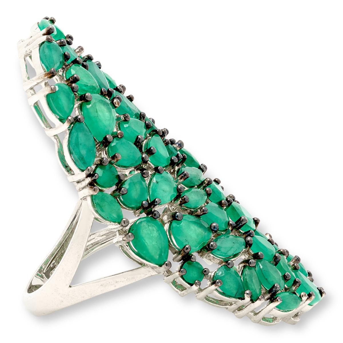 Colleen Lopez Sterling Silver 8.3ctw Emerald Cluster Ring, Size 10