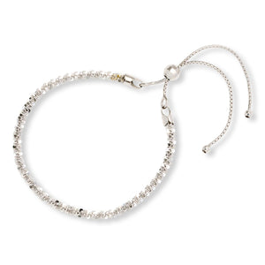 Fiorenza Sterling Silver  Daisy Sparkle Chain Adjustable Bracelet