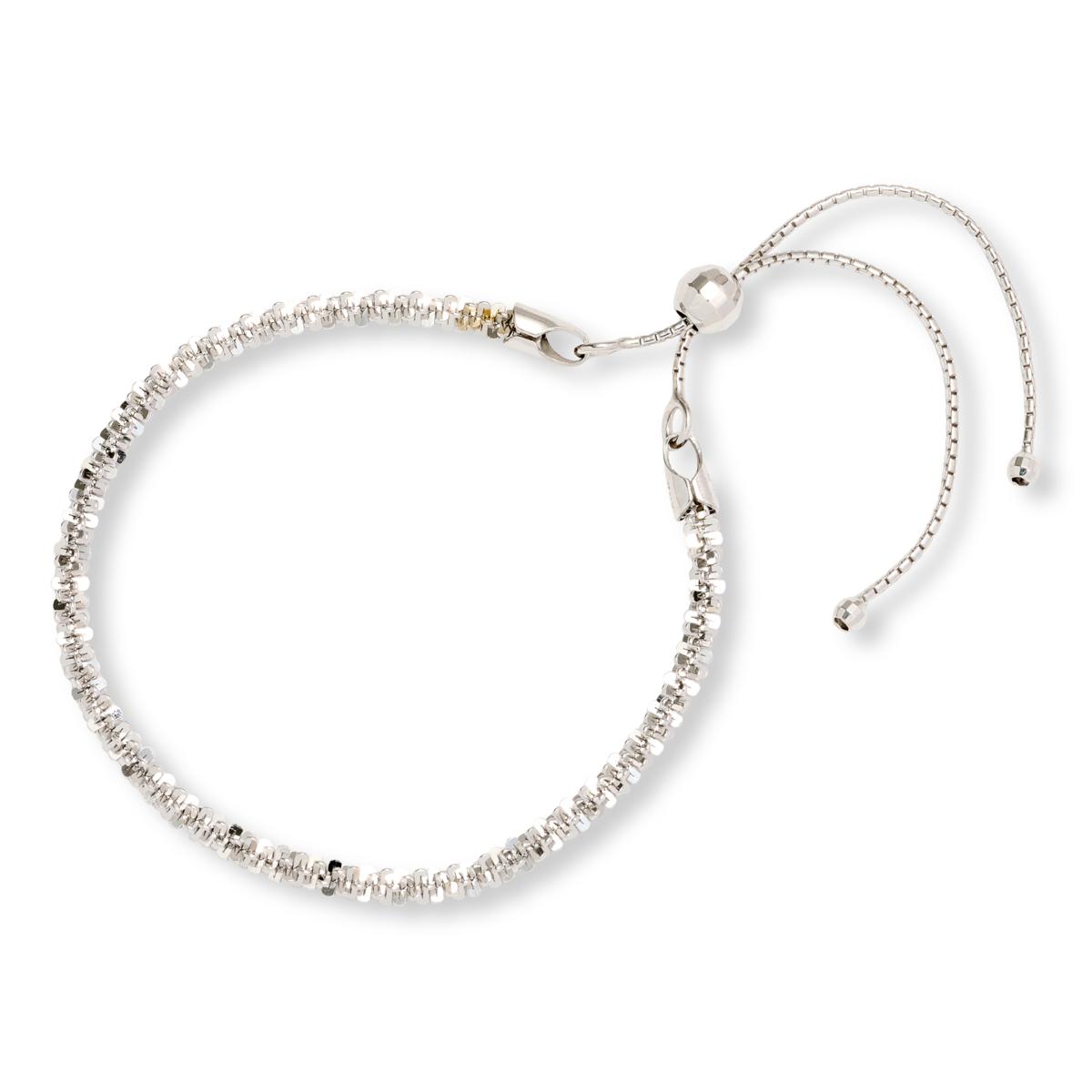 Fiorenza Sterling Silver  Daisy Sparkle Chain Adjustable Bracelet