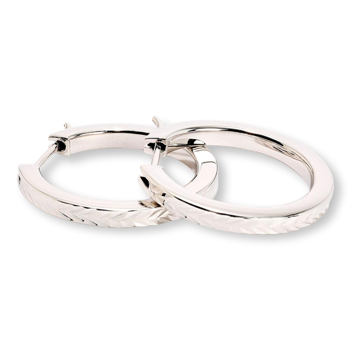 Fiorenza Sterling Silver Diamond-Cut Hoop Earrings,  1"