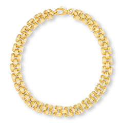 Soave Oro 14K Gold Electroform 3-Row Panther-Link Necklace, 18"