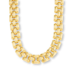 Soave Oro 14K Gold Electroform 3-Row Panther-Link Necklace, 18"