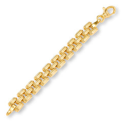 Soave Oro 14K Gold Electroform 3-Row Panther-Link Bracelet, 7-1/2"