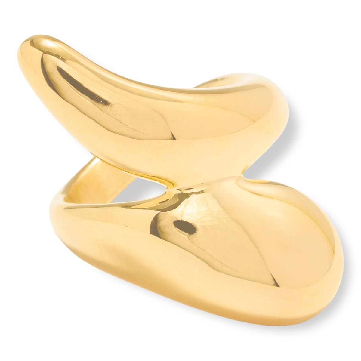 Soave Oro 14K Gold Electroform Polished Bypass Ring, Size 6