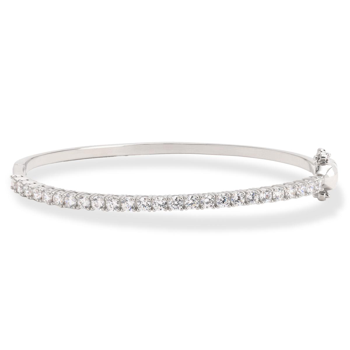 Absolute Sterling Silver Round Magnetic Clasp Tennis Bangle Bracelet, 7-1/4"