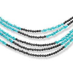 Jay King Sterling Silver Black Spinel & Turquoise Bead 5-Strand Necklace, 18"