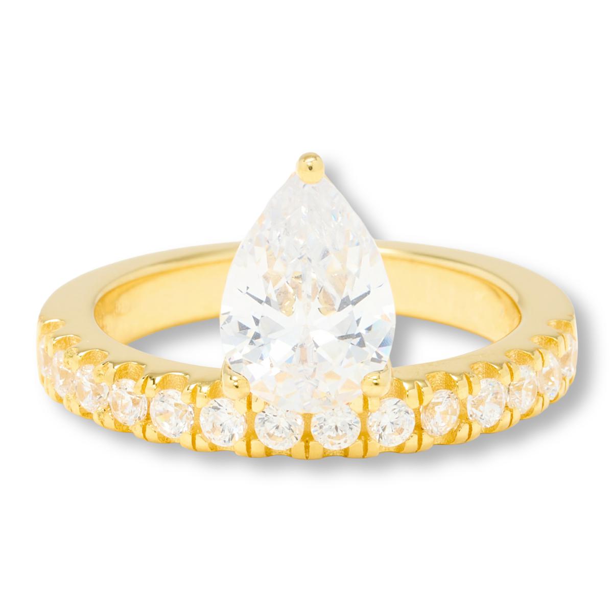 Absolute Sterling Silver Goldclad 5.84ctw Pear-Cut Floating Ring, Size 7