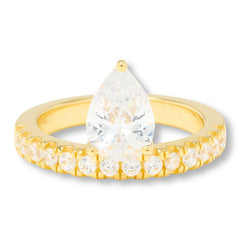Absolute Sterling Silver Goldclad 5.84ctw Pear-Cut Floating Ring, Size 7