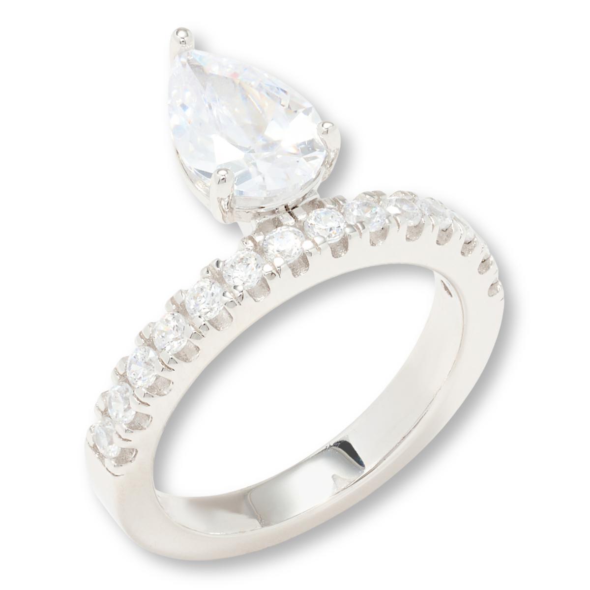 Absolute Sterling Silver 5.84ctw Pear-Cut Floating Ring, Size 6