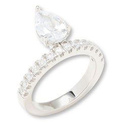 Absolute Sterling Silver 5.84ctw Pear-Cut Floating Ring, Size 6