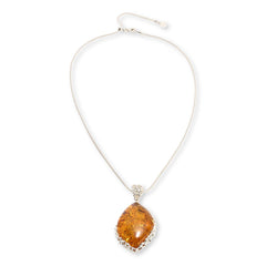 Amber Extraordinaire Sterling Silver Cognac Amber Statement Adjustable Necklace,
