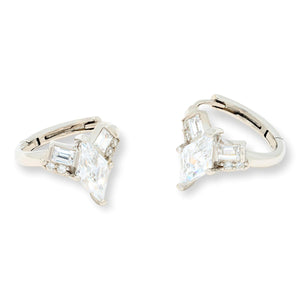 Absolute Sterling Silver 2.85ctw Mixed Cut Hugger Hoop Earrings