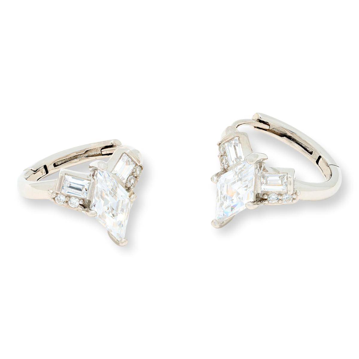 Absolute Sterling Silver 2.85ctw Mixed Cut Hugger Hoop Earrings