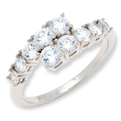 Absolute Sterling Silver 3.20ctw Graduated Round Bypass Ring, Size 8