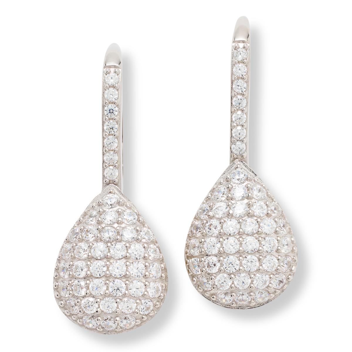Absolute Sterling Silver 3.32ctw Pavé Pear Drop Earrings