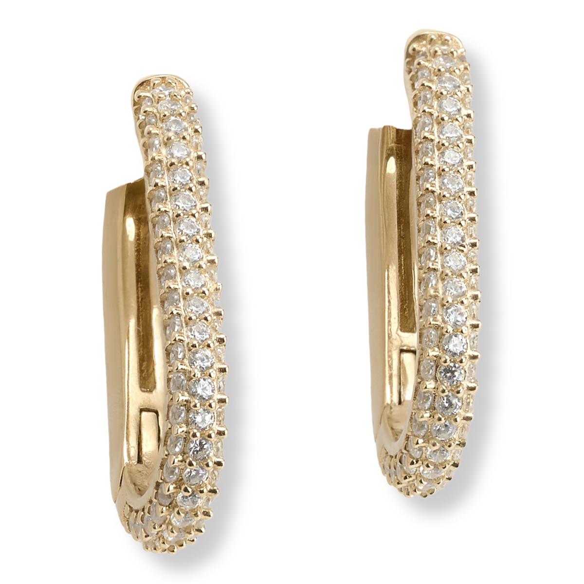 Absolute Sterling Silver Goldclad 1.70ctw Pavé Oval Hoop Earrings