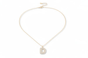 Absolute Sterling Silver Goldclad Puffy Initial "D" Pendant with Chain