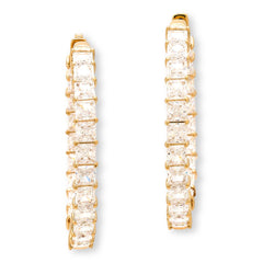 Absolute Sterling Silver Goldtone Princess Cut Inside-Outside Hoop Earrings, 1-1/2"