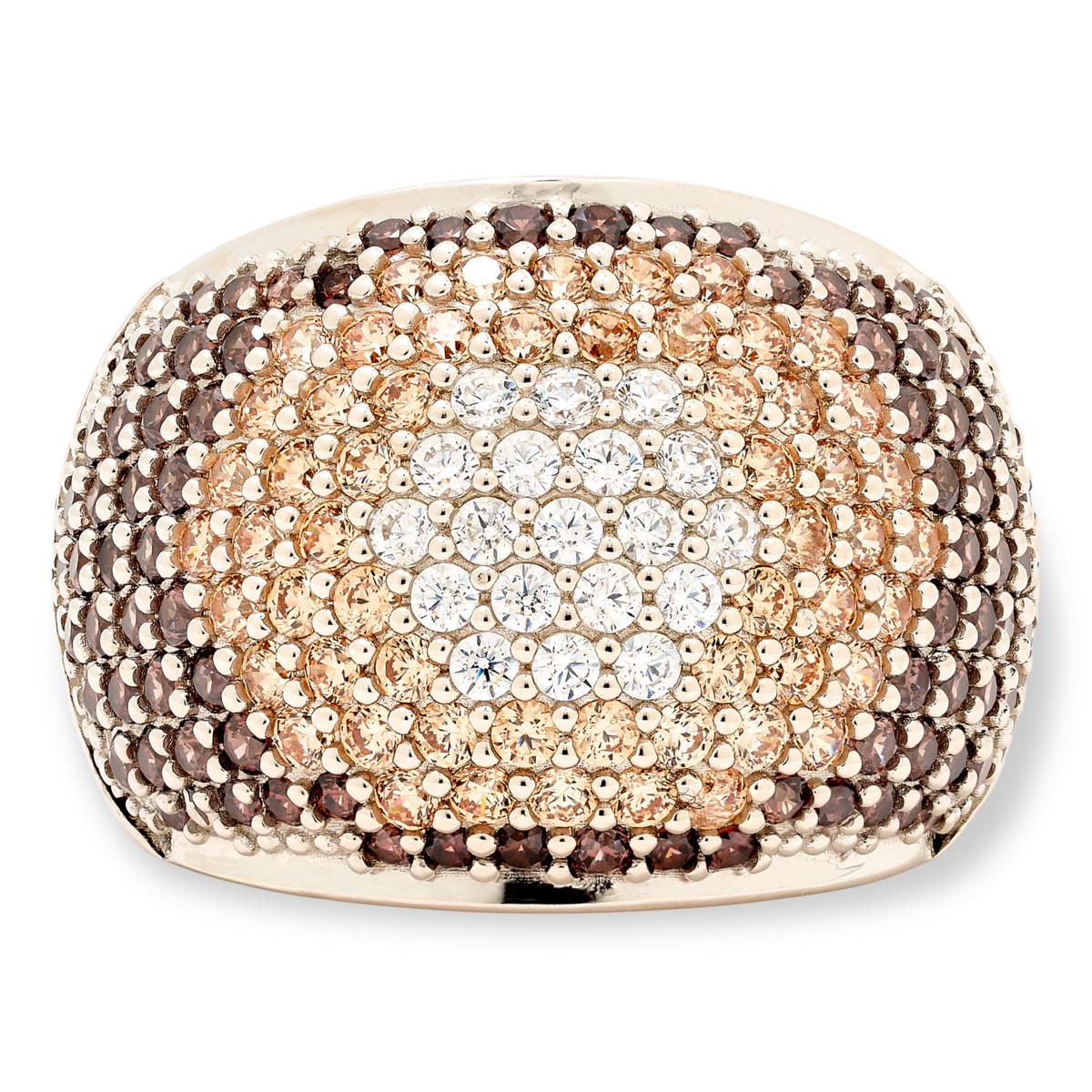 Absolute Sterling Silver 4.23ctw Mocha Mousse Ombré Dome Ring, Size 6