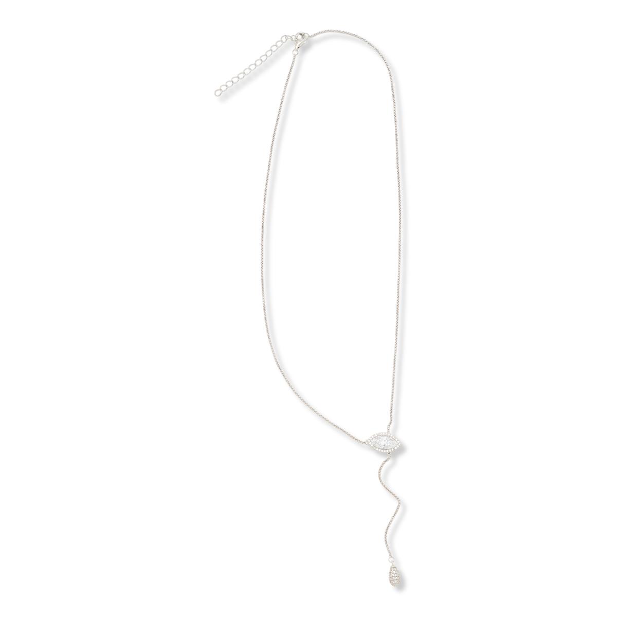 Absolute Sterling Silver 3.10ctw Pear Drop Lariat Necklace, 16"