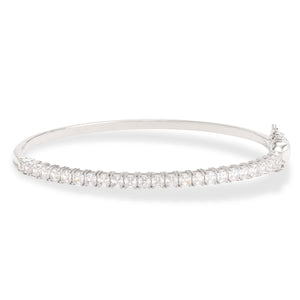 Absolute Sterling Silver Asscher Magnetic Clasp Tennis Bangle Bracelet, 7-1/4"