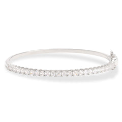 Absolute Sterling Silver Asscher Magnetic Clasp Tennis Bangle Bracelet, 7-1/4"