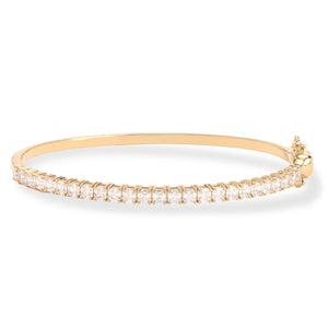 Absolute Sterling Silver Goldclad Asscher Magnetic Clasp Tennis Bangle Bracelet, 6-3/4"