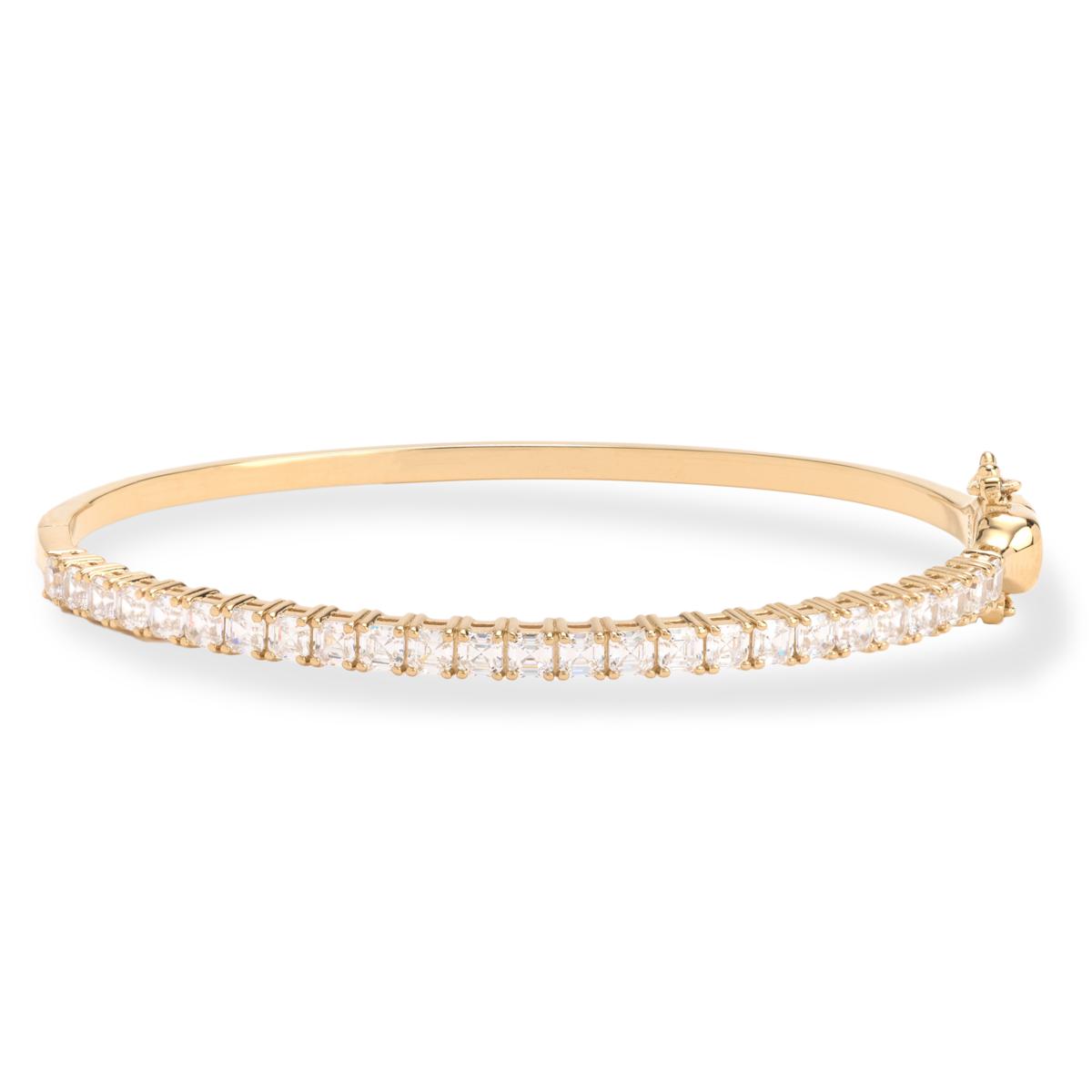 Absolute Sterling Silver Goldclad Asscher Magnetic Clasp Tennis Bangle Bracelet, 6-3/4"