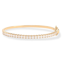 Absolute Sterling Silver Goldclad Asscher Magnetic Clasp Tennis Bangle Bracelet, 6-3/4"