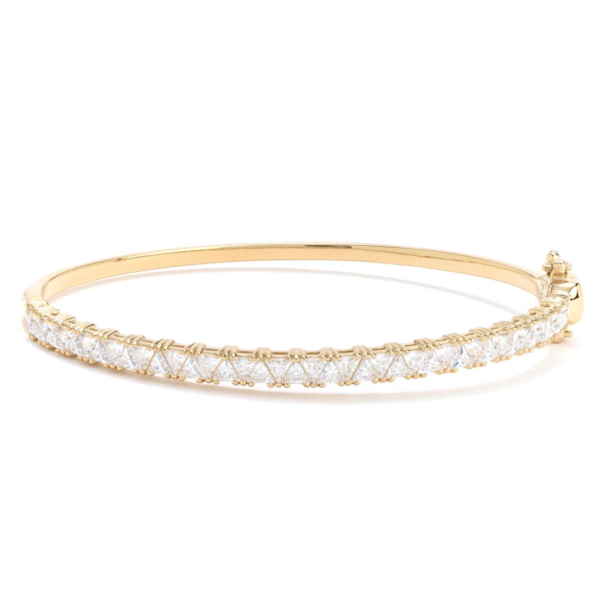 Absolute Sterling Silver Goldclad Triangle Magnetic Clasp Tennis Bangle Bracelet, 7-1/4"