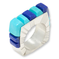 Jay King Sterling Silver Sonoran Blue Turquoise & Lapis 3D Inlay Ring, Size 9