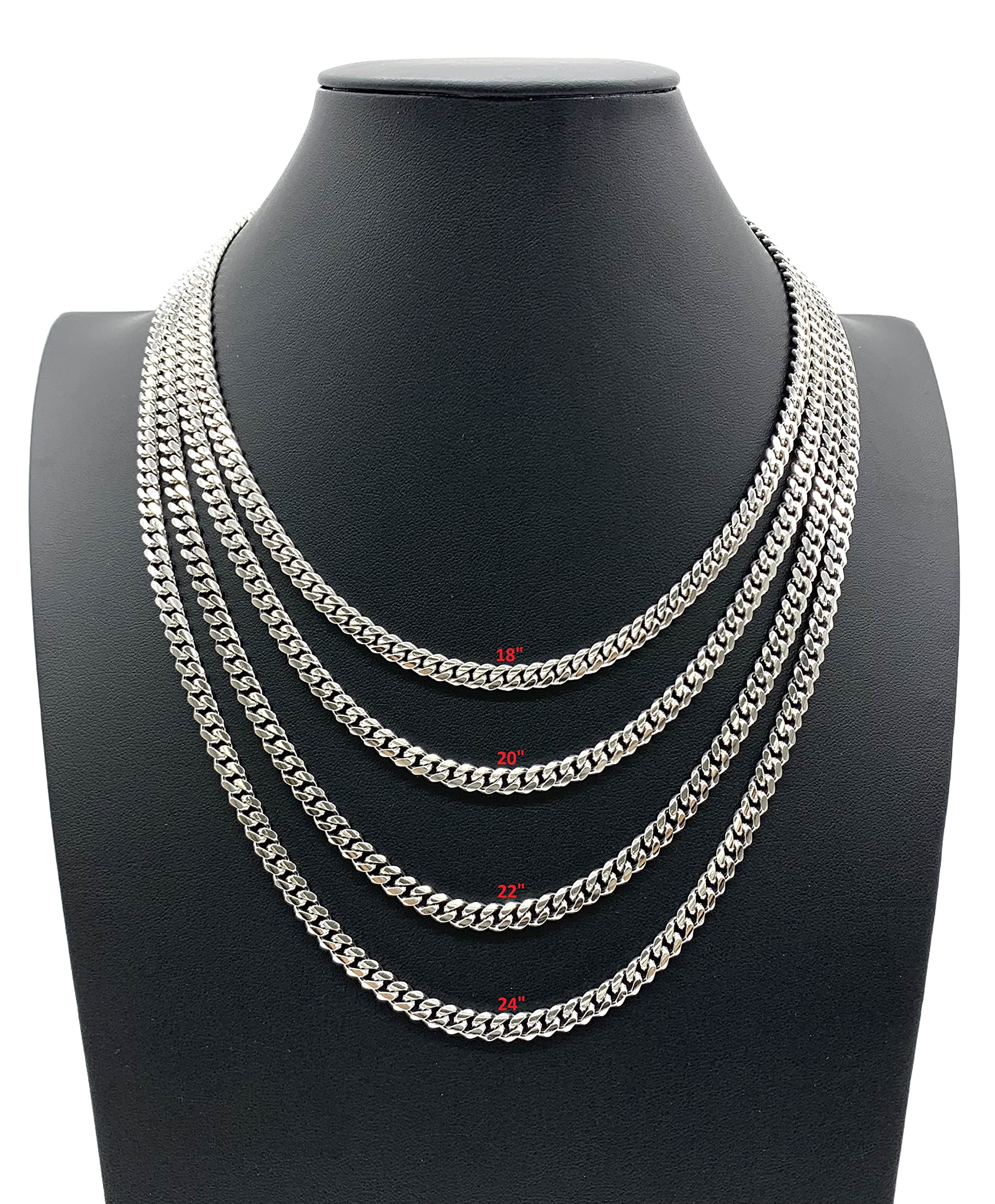 Duhaas Sterling Silver 925 Rhodium Plated Cuban Link Chain