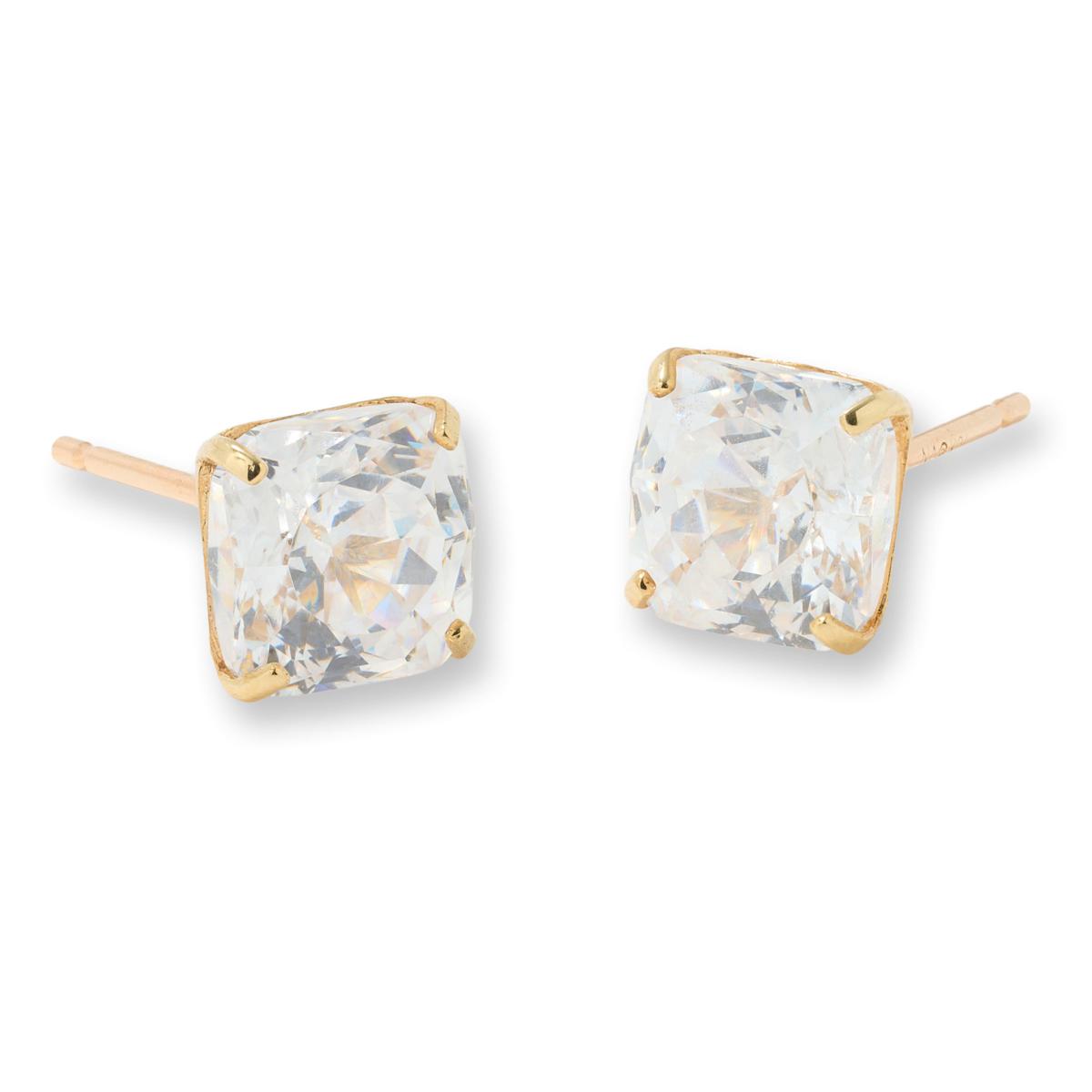 Absolute  10K Gold 4ctw 100-Facet Princess Stud Earrings