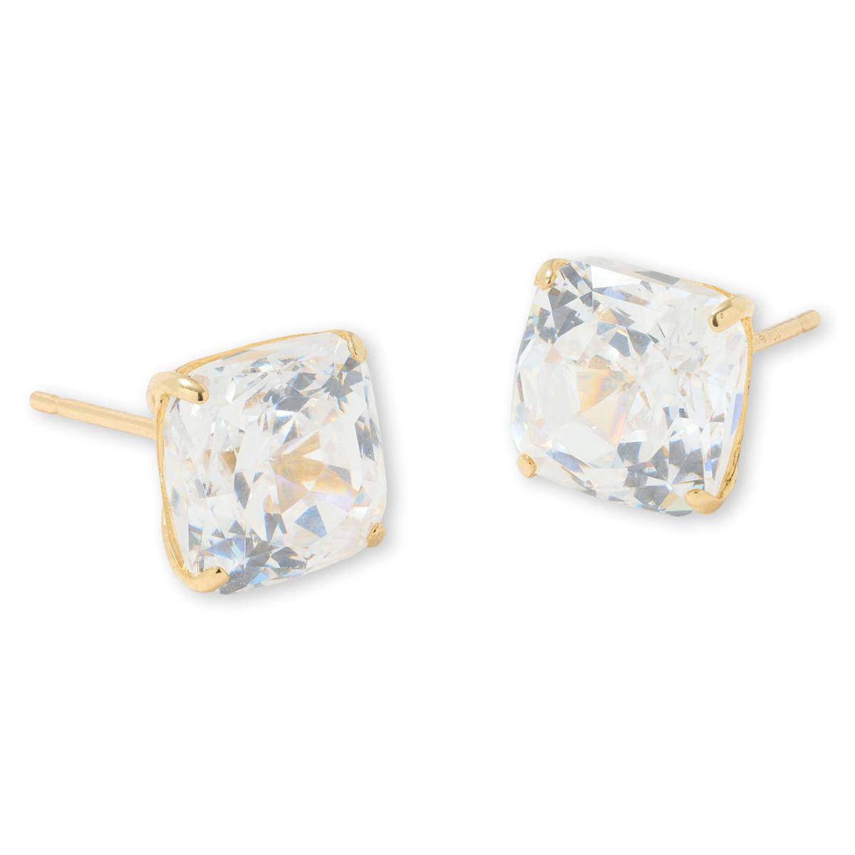 Absolute 10K Gold 4ctw 100-Facet Princess Stud Earrings
