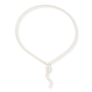 Imperial Silver Diamond-Cut Wheat Design Lariat Necklace, 18"
