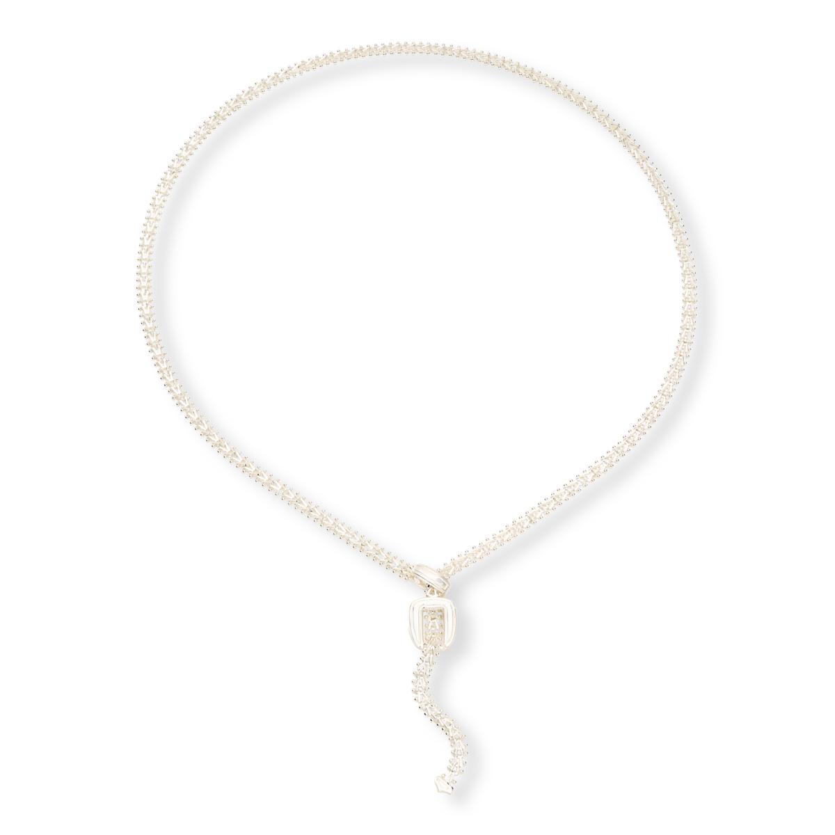 Imperial Silver Diamond-Cut Wheat Design Lariat Necklace, 18"