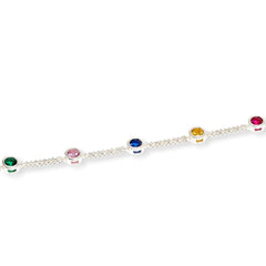 Imperial Silver Sterling Silver Diamond-Cut Wheat Design CZ Bracelet, 7-1/4"