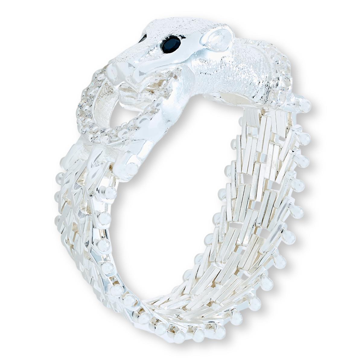 Imperial Silver Lamé Mesh Diamond-Cut Sterling Silver Panther Ring, Size 8