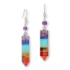 KALIFANO Sterling Silver Multigemstone "Rainbow" Drop Earrings
