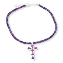Jay King Sterling Silver Purple Composite Turquoise Pendant with Beaded Necklace