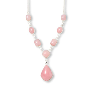 Jay King Sterling Silver Peruvian Pink Opal Station Drop Necklace, 18"