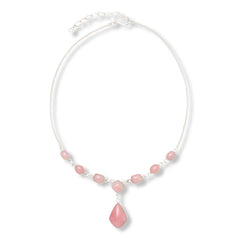 Jay King Sterling Silver Peruvian Pink Opal Station Drop Necklace, 18"