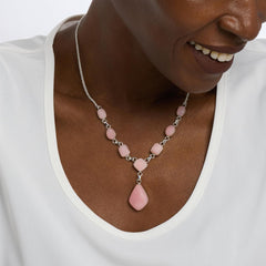 Jay King Sterling Silver Peruvian Pink Opal Station Drop Necklace, 18"