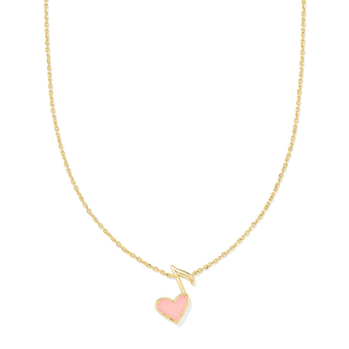 Dolly Parton x Kendra Scott Goldtone Ari Pink Heart Music Note Short Pendant Necklace, Adjustable