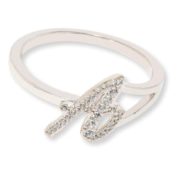 Absolute Sterling Silver Platinum-Plated Simulated Diamond Initial "A" Ring, Size 9