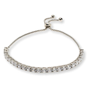 Absolute Sterling Silver 4mm Round Adjustable Tennis Bolo Bracelet